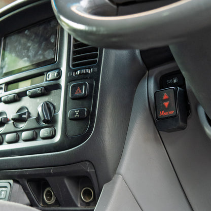 Landcruiser Unichip mount installed to 100 105 series Landcruiser in car close up
