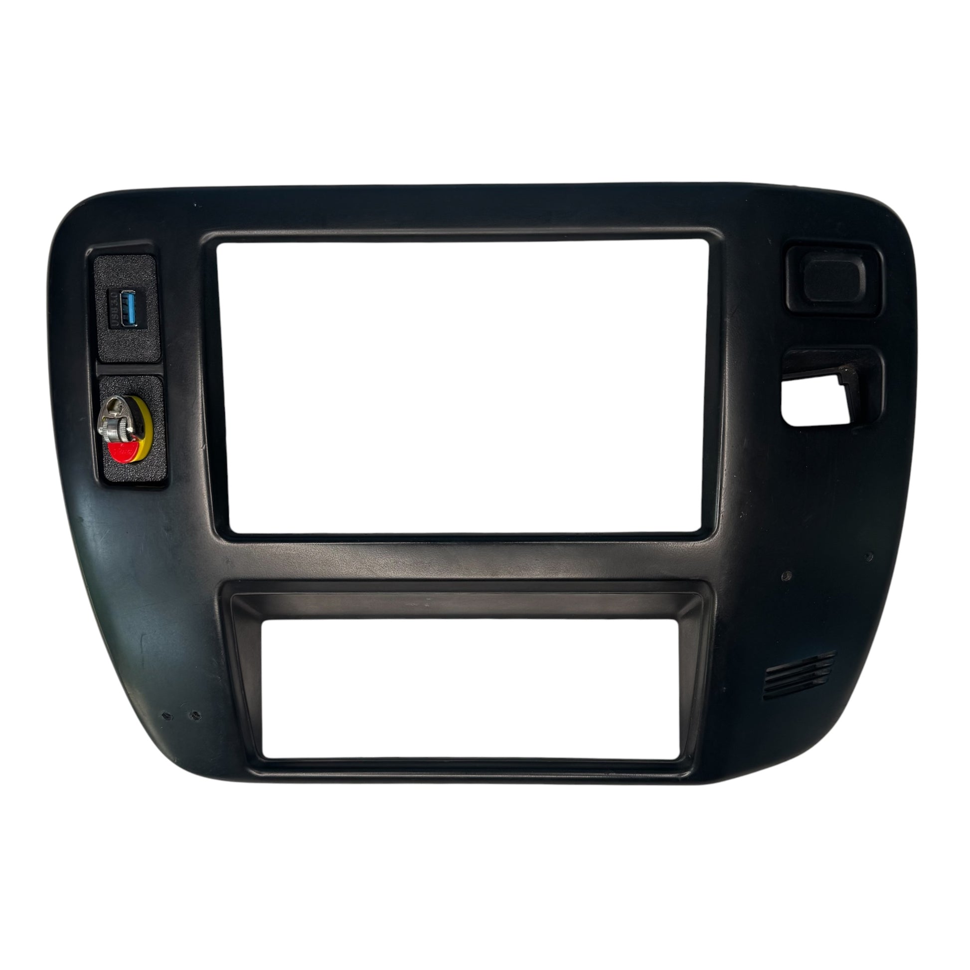Nissan Patrol GU USB pass through mount installed to radio surround
