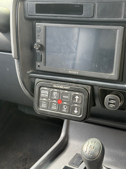 Toyota landcruiser 80 series auxbeam switch panel mount installed in car