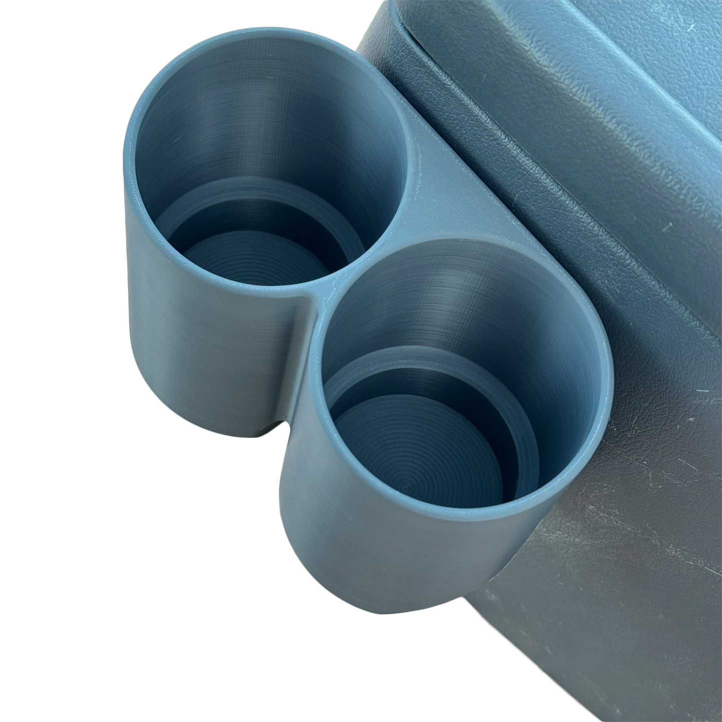 Toyota Landcruiser 80 Series grey double cup holder close up top view