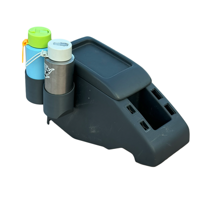 Toyota Landcruiser 80 Series grey large double cup holder in car side view
