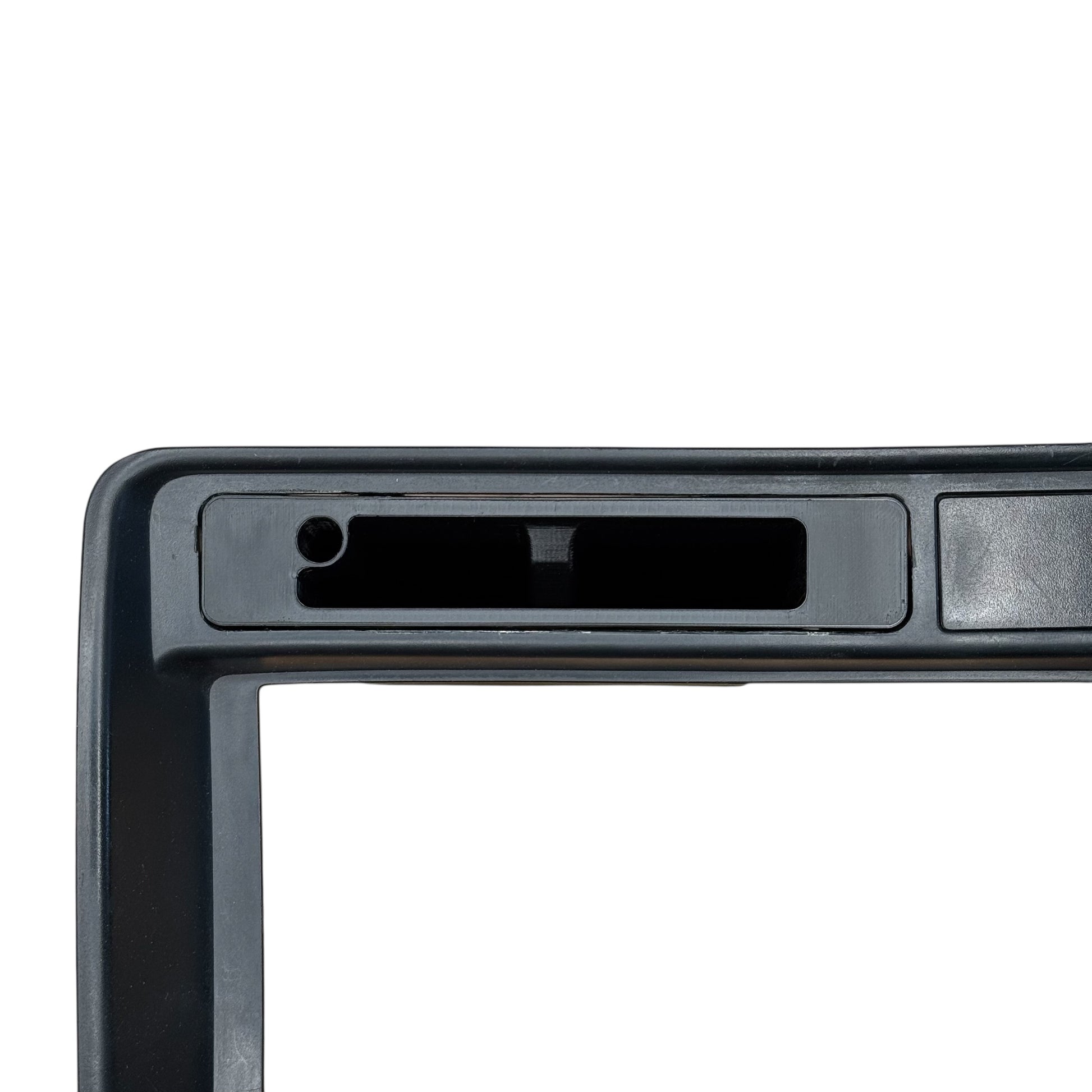 Toyota landcruiser 80 series club permit logbook storage holder installed to radio surround trim close up